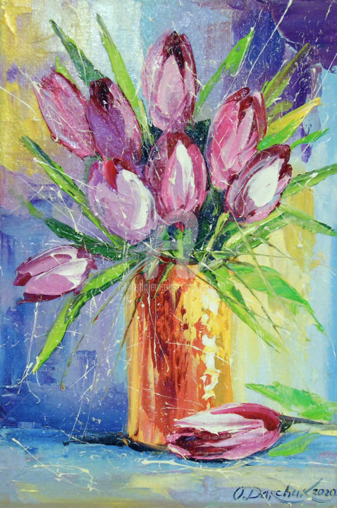 Картина под названием "Bouquet of spring t…" - Olha, Подлинное произведение искусства, Масло