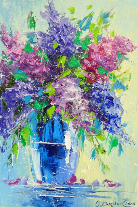 Картина под названием "Bouquet of lilac" - Olha, Подлинное произведение искусства, Масло