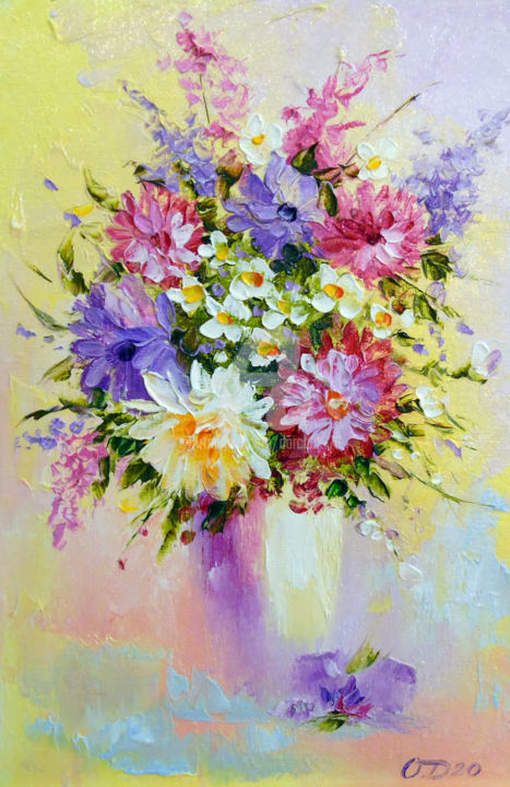 Painting titled "Bouquet of delicate…" by Olha, Original Artwork, Oil