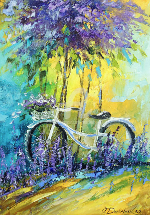 Pittura intitolato "My   bike" da Olha, Opera d'arte originale, Olio