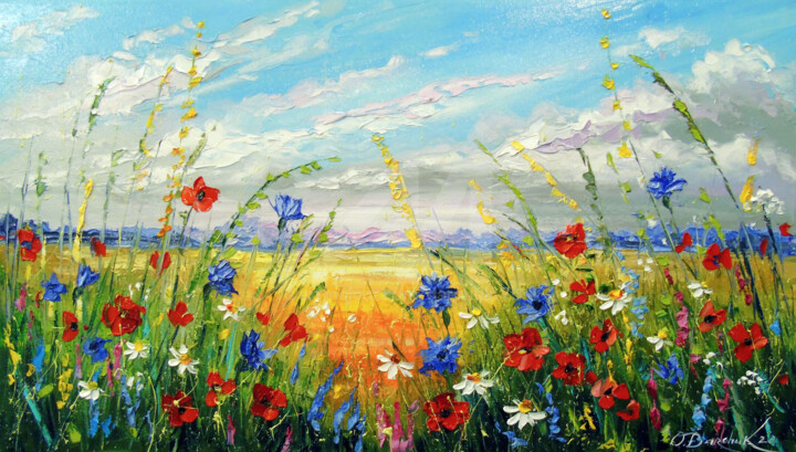 Flowers In The Field Malerei Von Olha Artmajeur