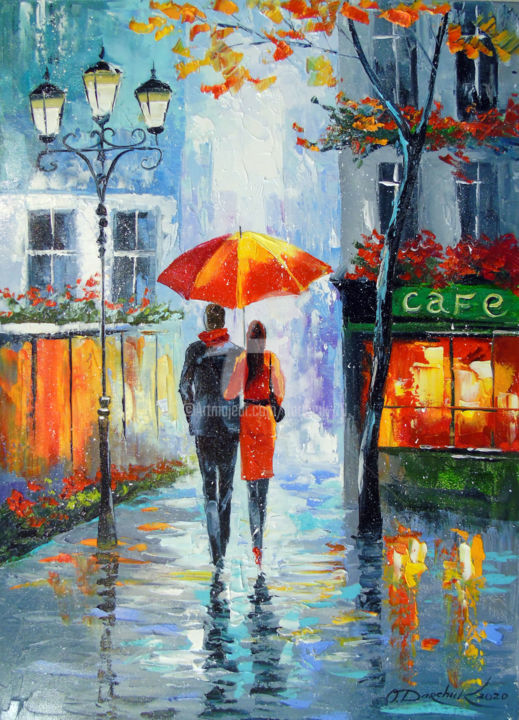 Painting titled "Romantic walk aroun…" by Olha, Original Artwork, Oil