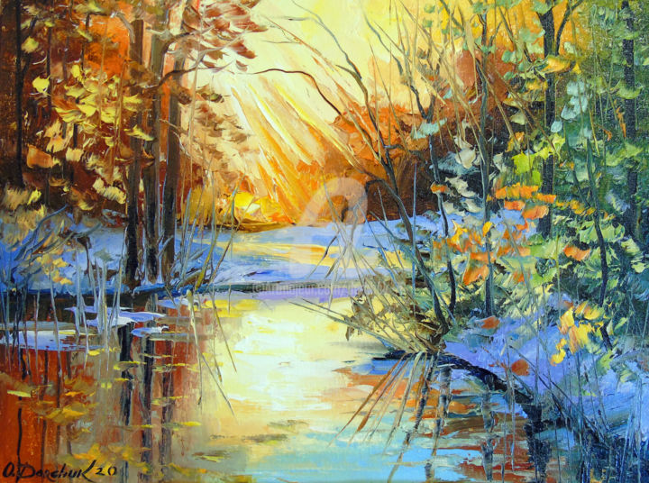 Painting titled "Autumn coolness" by Olha, Original Artwork, Oil