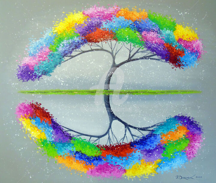 Картина под названием "The Tree of Abundan…" - Olha, Подлинное произведение искусства, Масло
