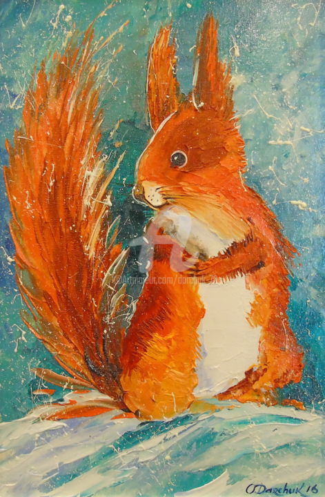 Pittura intitolato "Squirrel" da Olha, Opera d'arte originale, Olio
