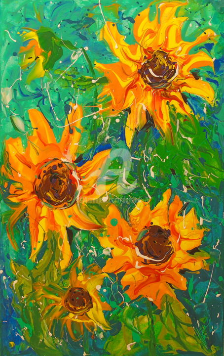 Painting titled "Sunflowers" by Olha, Original Artwork, Acrylic