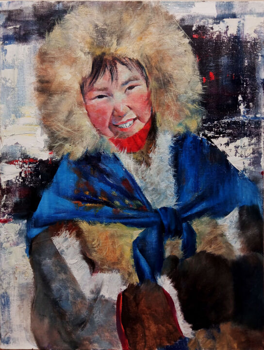 Pintura titulada "Girl of the Khanty…" por Daria Allin, Obra de arte original, Oleo