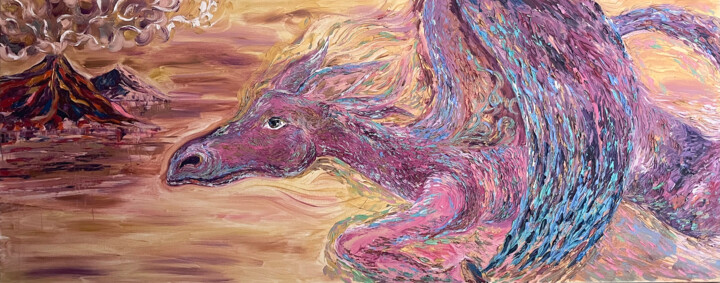Schilderij getiteld "7th Dragon of Happi…" door Daria Chenskaya, Origineel Kunstwerk, Olie
