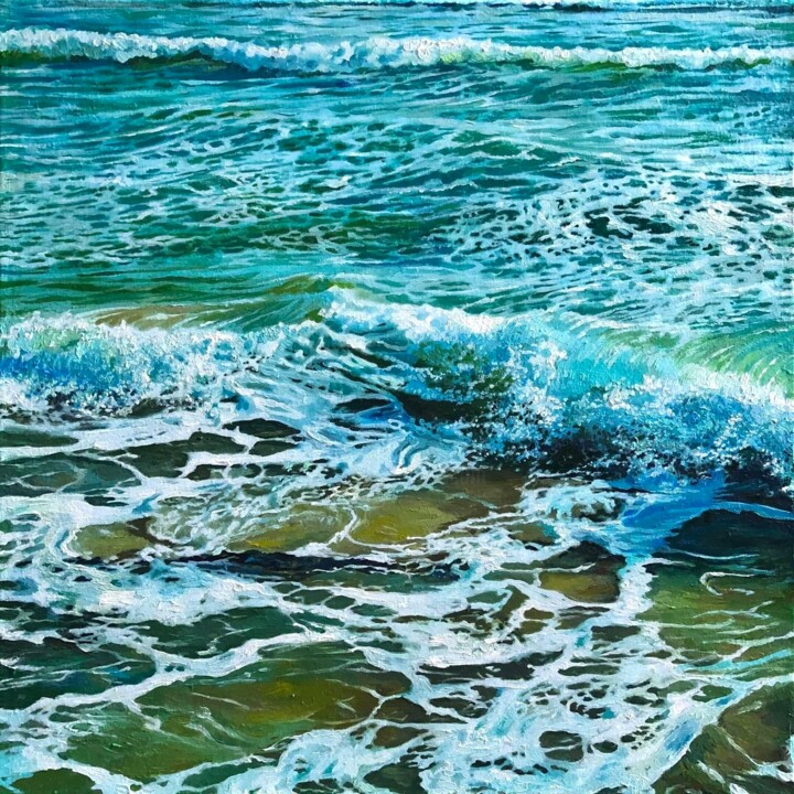 Картина под названием "WAVES 2" - Daria Dudochnykova, Подлинное произведение искусства, Масло