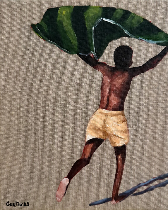 Pittura intitolato "African Boy with a…" da Daria Gerasimova, Opera d'arte originale, Olio Montato su Telaio per barella in…