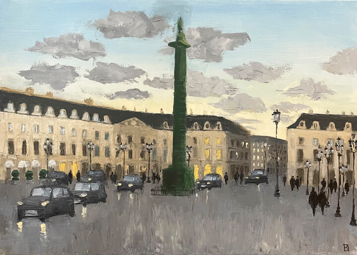 Painting titled "Place Vendome de nu…" by Daria Klimenko, Original Artwork, Oil