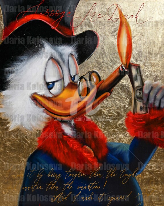 Painting titled "Duck lightning ciga…" by Daria Kolosova, Original Artwork, Digital Print