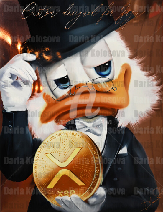Картина под названием "Duck XRP COIN" - Daria Kolosova, Подлинное произведение искусства, Масло