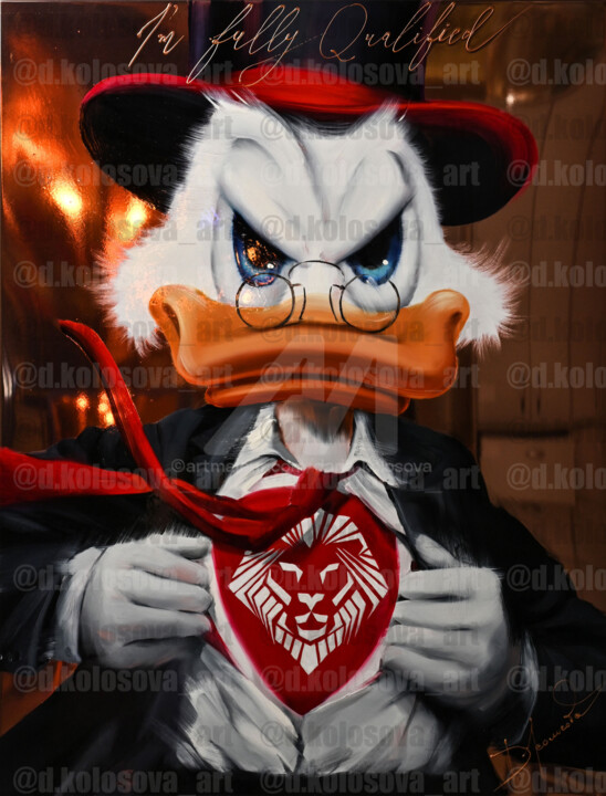 "Duck with Lion Logo" başlıklı Tablo Daria Kolosova tarafından, Orijinal sanat, Petrol