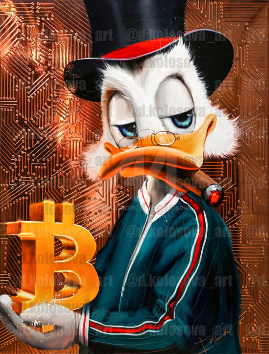 "Duck with BTC 2" başlıklı Tablo Daria Kolosova tarafından, Orijinal sanat, Petrol
