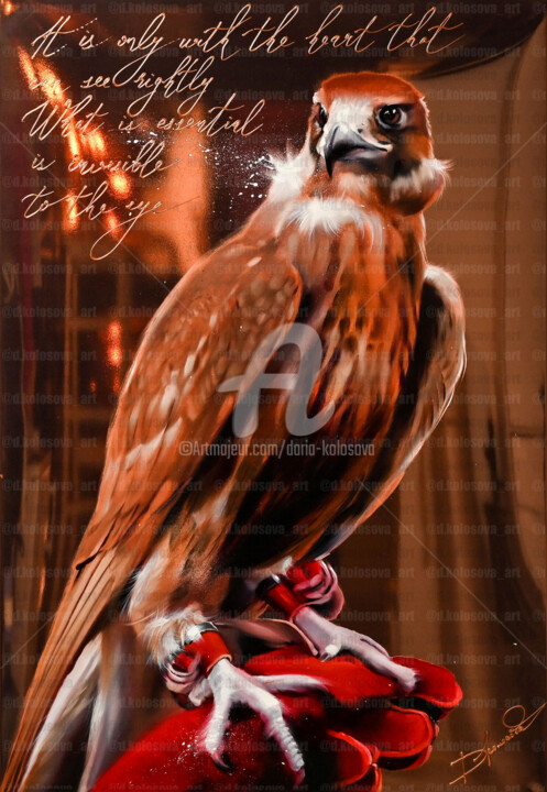 Картина под названием "Falcon 4" - Daria Kolosova, Подлинное произведение искусства, Масло Установлен на Деревянная рама для…