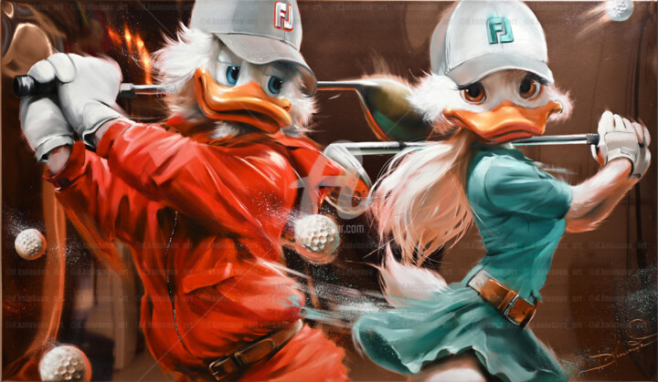 Pintura titulada "Golfers" por Daria Kolosova, Obra de arte original, Oleo Montado en Bastidor de camilla de madera