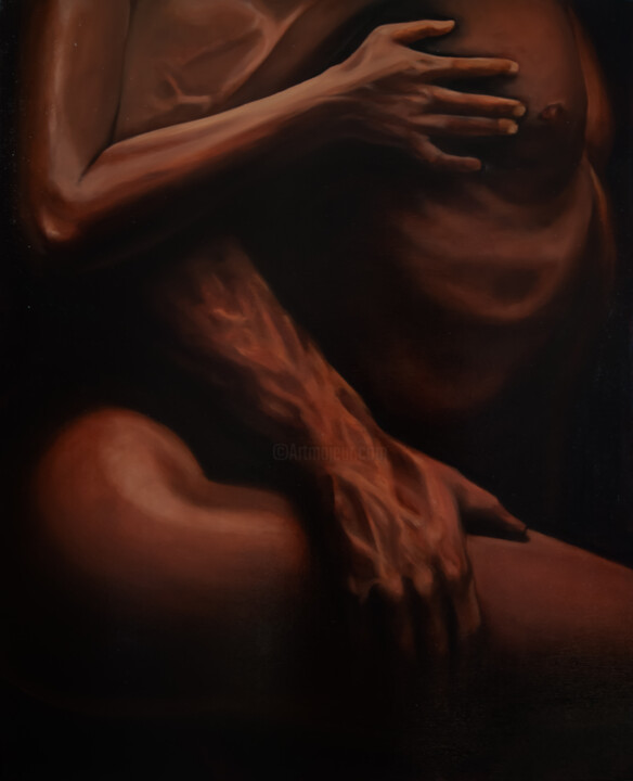 Картина под названием "Obscured Affection" - Daria Petrova, Подлинное произведение искусства, Масло