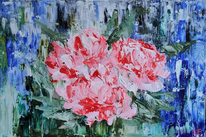 Painting titled "PEONIES" by Daria Sieger, Original Artwork, Acrylic