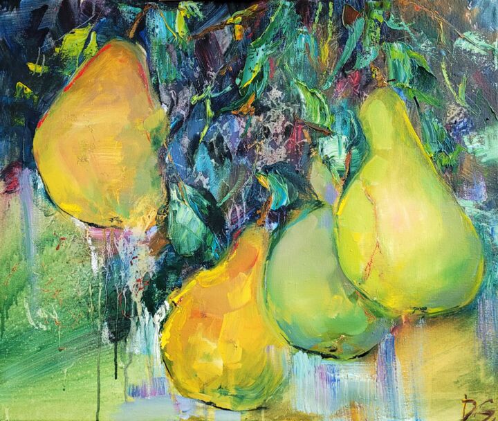 Painting titled "SPRING PEARS" by Daria Sieger, Original Artwork, Oil