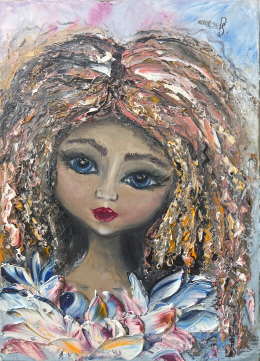 Ζωγραφική με τίτλο "FLOWERS PRINCESS" από Daria Sugrobova, Αυθεντικά έργα τέχνης, Λάδι