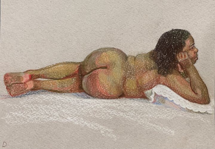 Drawing titled "woman in sheets" by Daria Zasukhina, Original Artwork, Pencil