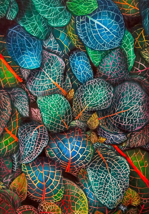 Peinture intitulée "Foliage with a touc…" par Dariia Pavlenko, Œuvre d'art originale, Aquarelle
