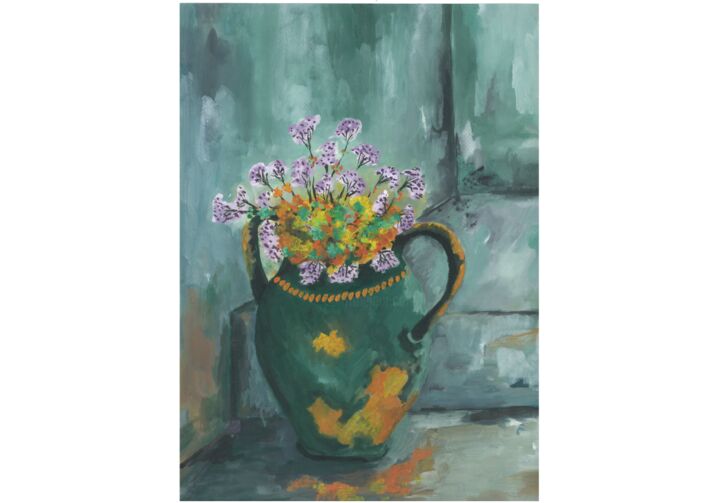 Pintura intitulada "Flowers in the pot" por Dario Kramaric, Obras de arte originais, Acrílico