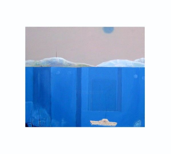 Pittura intitolato "blue rock" da Dario Pehar, Opera d'arte originale, Olio