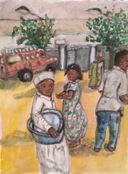 Pittura intitolato "Burkina children" da Daris, Opera d'arte originale, Acrilico