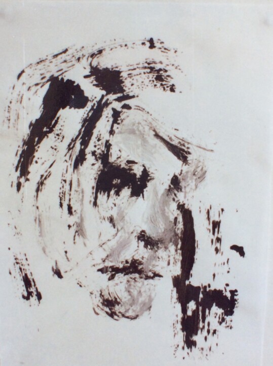 Painting titled "Head 809" by Dariusz Romanowski, Original Artwork, Acrylic Mounted on Cardboard