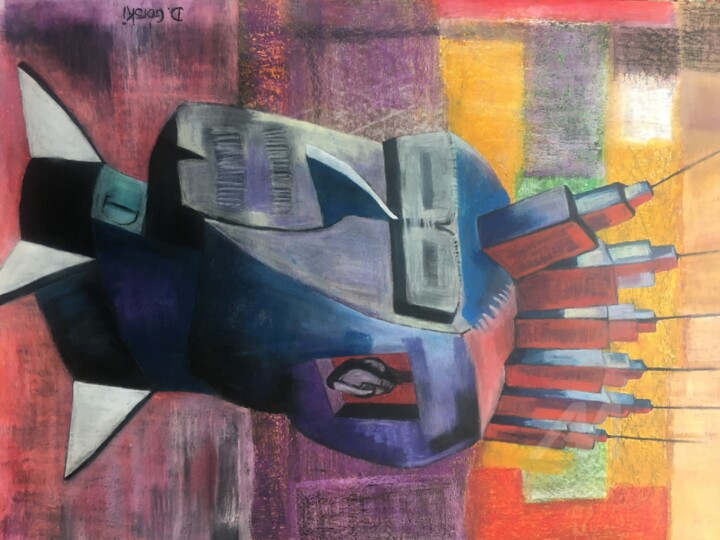 Painting titled "Warszawa 2021" by Dariusz Górski, Original Art, Pastel Mounted on Other rigid panel
