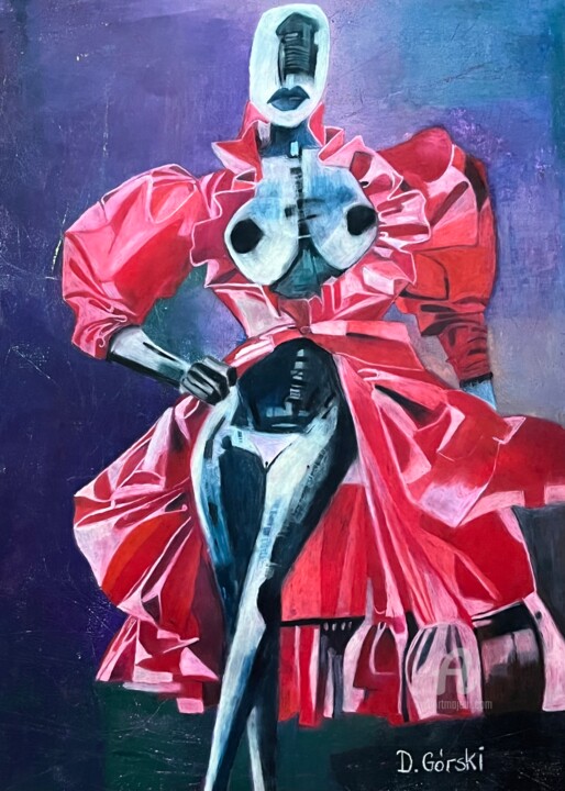 Malarstwo zatytułowany „Czerwona Sukienka” autorstwa Dariusz Górski, Oryginalna praca, Pastel