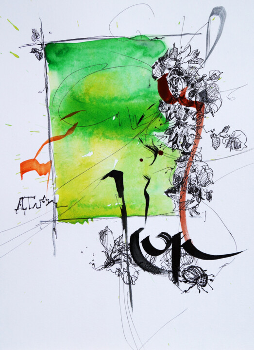 Disegno intitolato "CELEBRATION OF FLOW…" da Dariya Tumanova, Opera d'arte originale, Acquarello