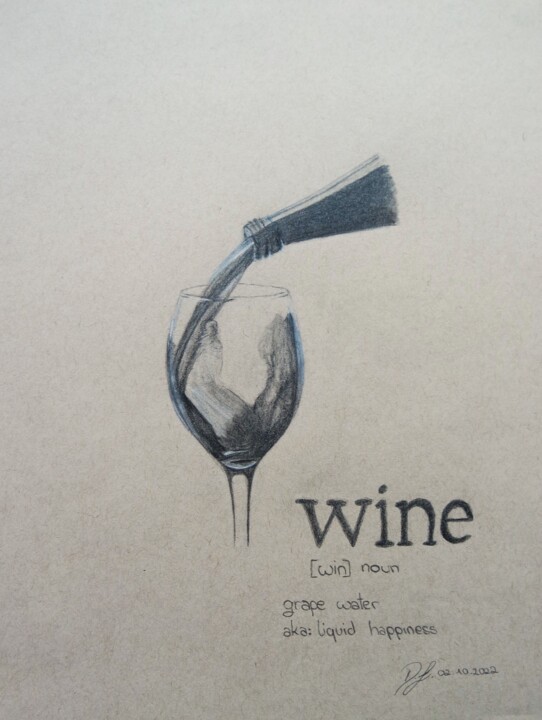 Painting titled "Wine" by Darja Samoylovich, Original Artwork, Pencil