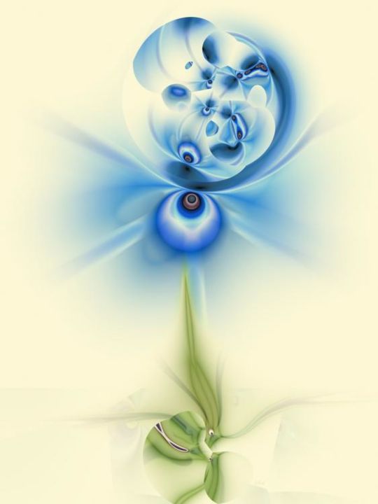 Digitale Kunst getiteld "blauwe tulp" door Harmen Wiersma, Origineel Kunstwerk, Digitaal Schilderwerk
