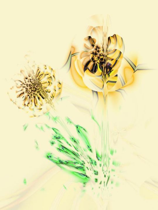Digitale Kunst getiteld "gele roos" door Harmen Wiersma, Origineel Kunstwerk, Digitaal Schilderwerk