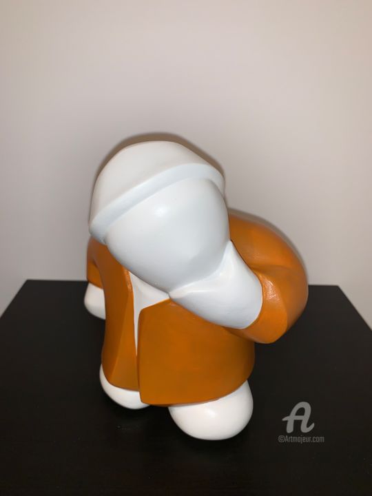 Escultura titulada "Le Penseur (orange)" por Darlou, Obra de arte original, Hormigón