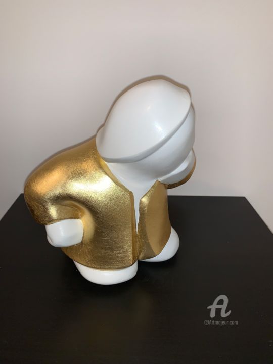 Sculptuur getiteld "Le Penseur (gold)" door Darlou, Origineel Kunstwerk, Beton