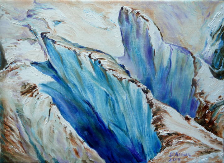 Peinture intitulée "crevasses" par Darnal, Œuvre d'art originale, Huile