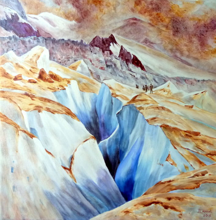 Painting titled "la-grande-crevasse" by Darnal, Original Artwork, Oil