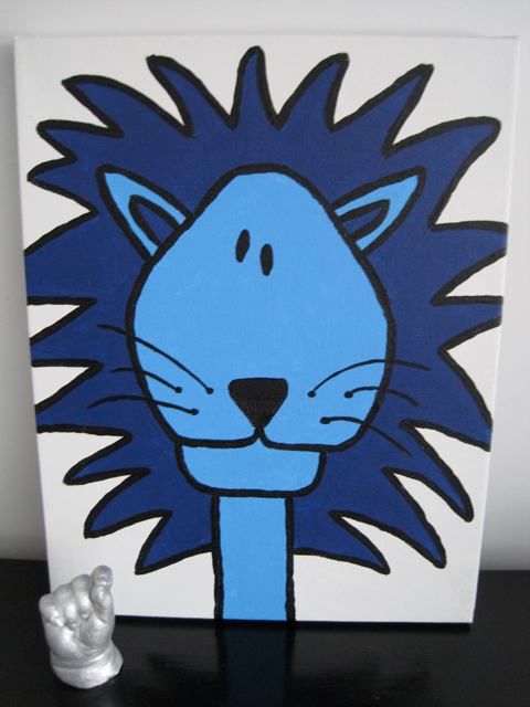 Painting titled "Blue Lion" by Darosa Children'S Art, Original Artwork, Other