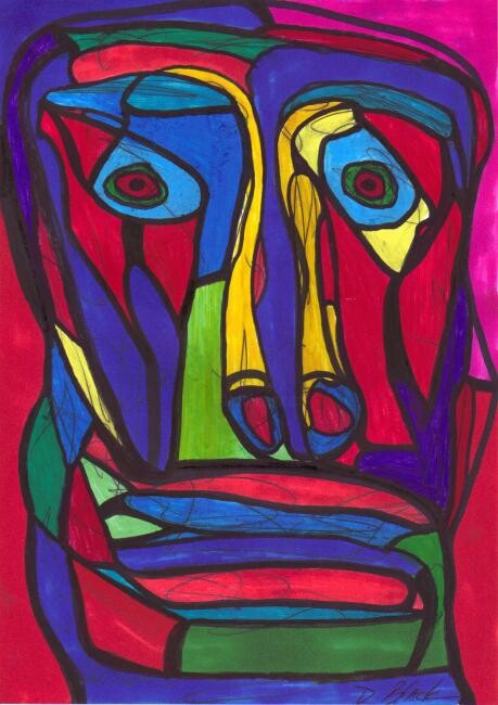 Pittura intitolato "Face of shock" da Darrell Black, Opera d'arte originale