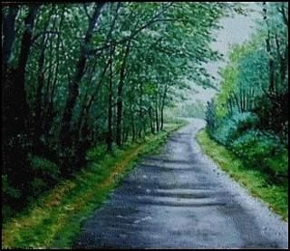Peinture intitulée "Périgord-route de S…" par Gisèle Darrieux-Boblin, Œuvre d'art originale, Huile