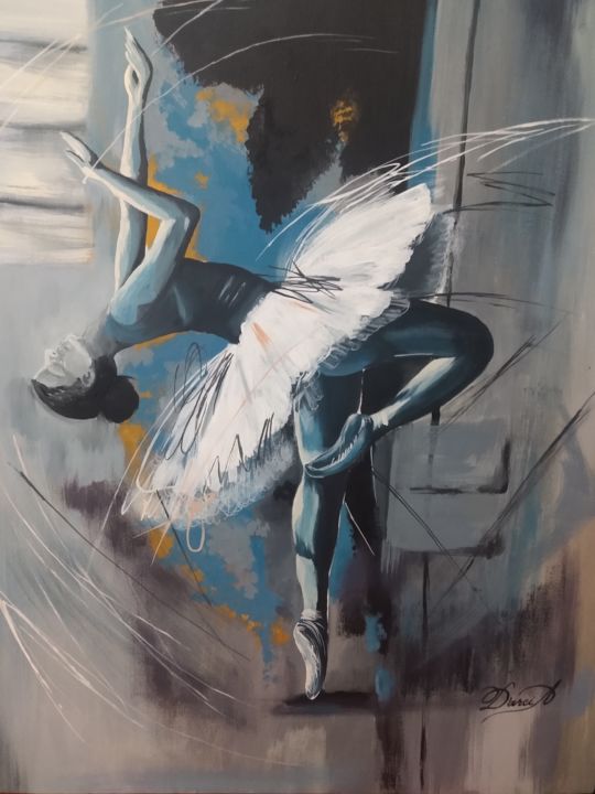 Malerei mit dem Titel "Bailarina Azul" von Darci Alves, Original-Kunstwerk, Acryl