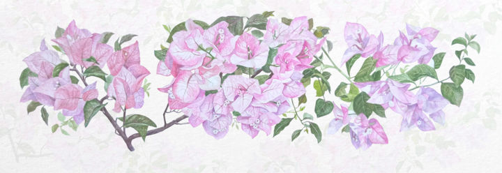 Картина под названием "Watercolor bougainv…" - Дарья Аллин, Подлинное произведение искусства, Акварель