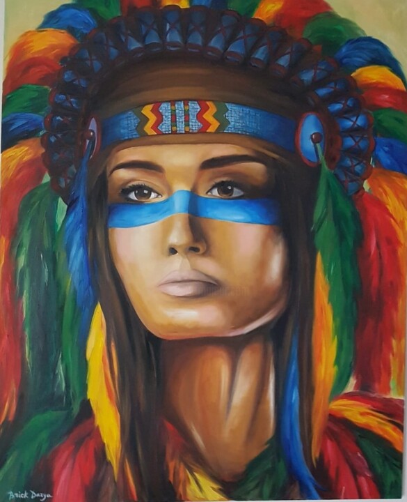 Painting titled "Indienne" by Darya Brick, Original Artwork, Oil