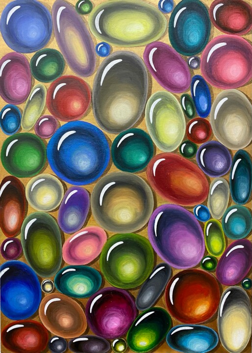 Painting titled "Gems for you" by Daryanov, Original Artwork, Acrylic Mounted on Cardboard