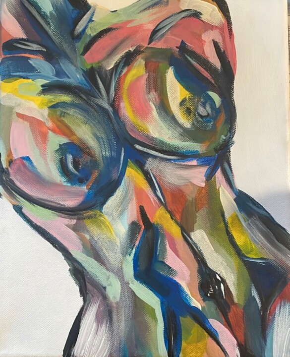 Painting titled "Female body" by Dasha Prytychenko, Original Artwork, Acrylic