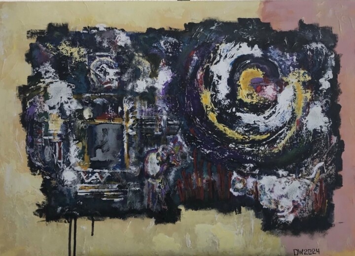 Картина под названием "Moon, poodle, roost…" - Dasha Weissbrem, Подлинное произведение искусства, Акрил